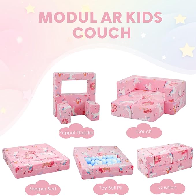 MeMoreCool Modular Kids Couch, Glow Play Toddler Couch - Image 9