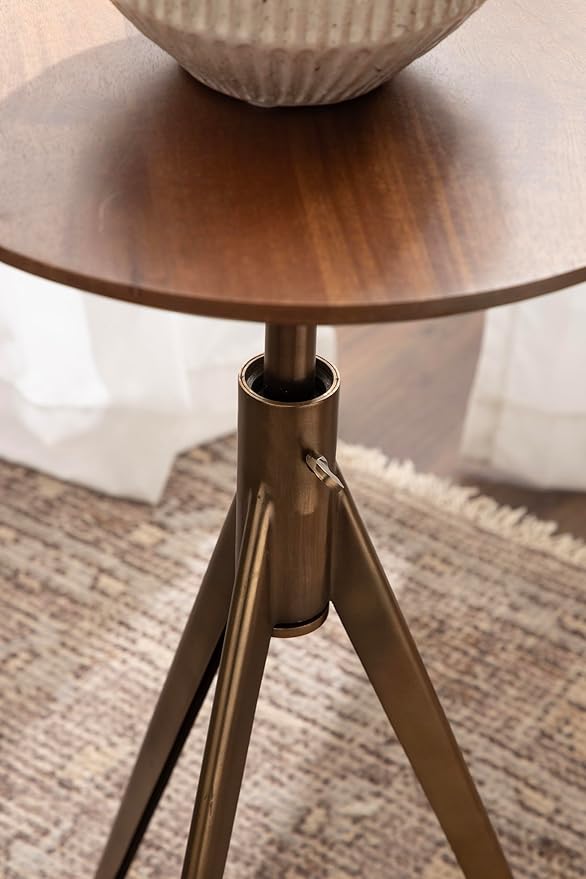 Kate and Laurel Keres Mid-Century Adjustable-Height Round Pedestal Side Table - Image 6