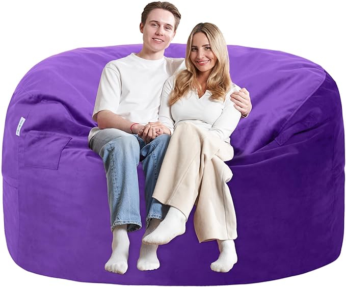 5FT Bean Bag Chair with Ultra Soft Velvet Cover Bean Bag Sofa with Memory Foam by Unknown