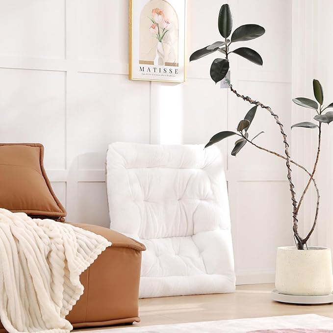 Comfy Folded Chair with Ottoman, Oversized Folding Faux Fur Chair Soft Furry - Image 7