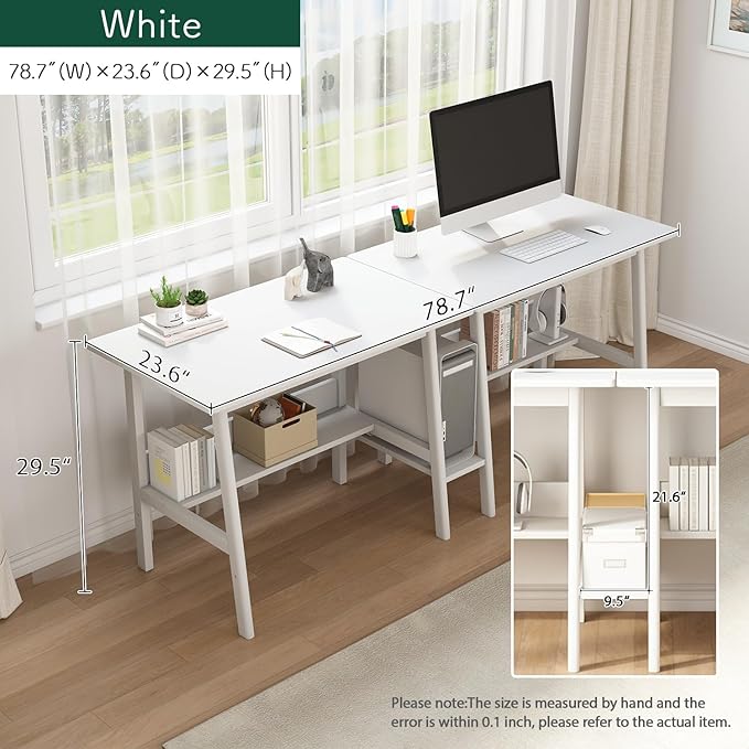 2-Person Writing Desk with Bookshelf - Image 6