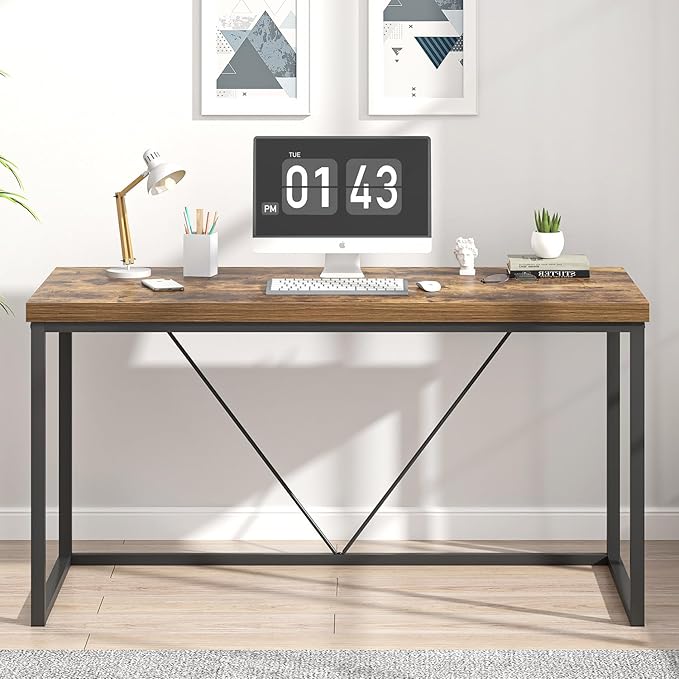 EXCEFUR Industrial Computer Desk, Wood and Metal Home Office Desk, Writing - Image 7