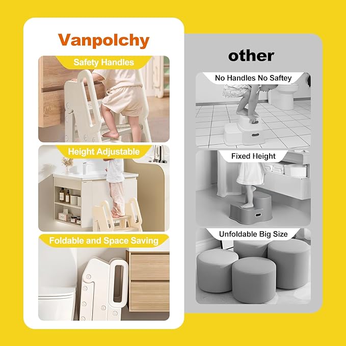 Kids Step Stool for Bathroom, Non-Slip Toddler Step Stool Kitchen Helper - Image 6