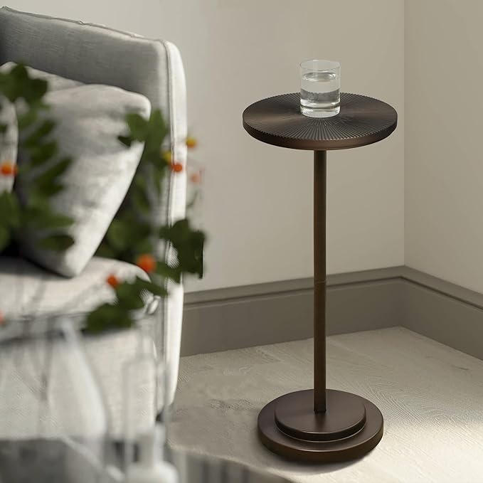 Drink Table, Carved Table Top Martini Table, Small Side Table, Weighted Base - Image 3