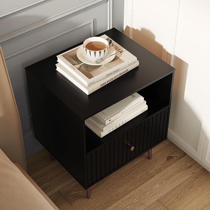 Black Night Stand Set 2, Modern Bedside Table - Image 8