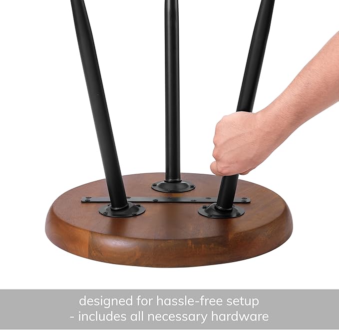 MH London Lydia Round Small End Table & Side Table Solid Wood, Walnut top - Image 5
