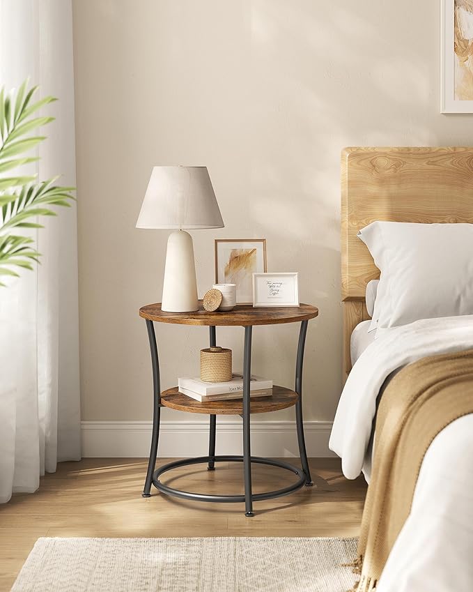 VASAGLE Side Table, 2-Tier Round End Table, Nightstand - Image 7