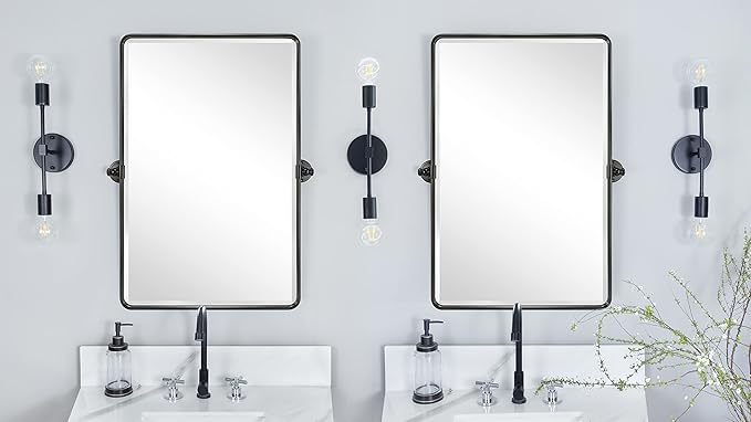 TEHOME Pivot Oil Rubbed Bronze Rectangle Bathroom Mirror Beveled Tilting - Image 6