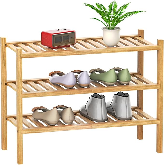 Shoe Rack 3-Tier Organizer-Stackable Storage Shelf by Unknown