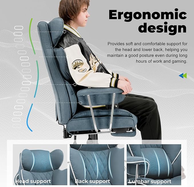 COMHOMA Big and Tall Office Chair, High Back Leather Gaming Chair - Image 3