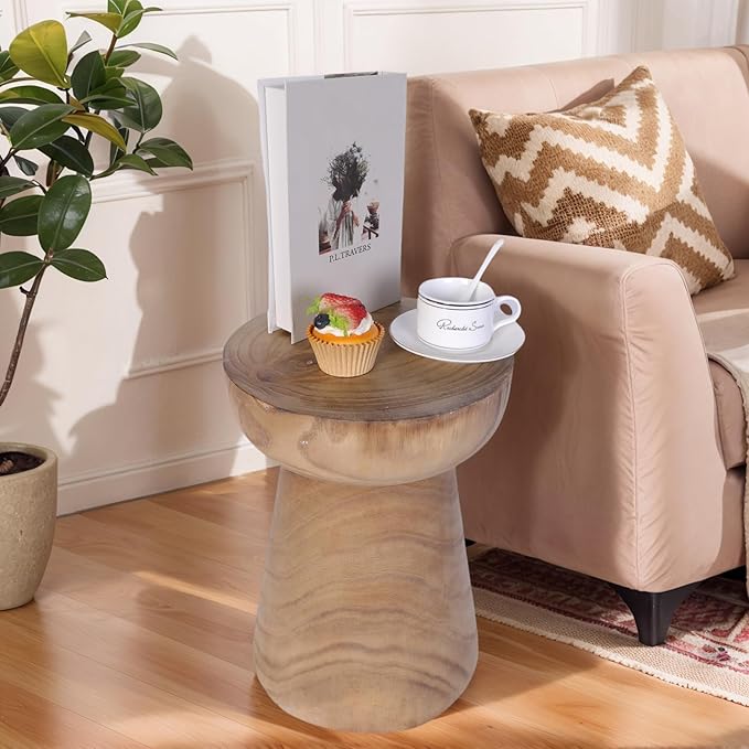 Athaliah Small Rustic Tree Stump Wood Side Table/Stool – 17.75″H Compact by Athaliah