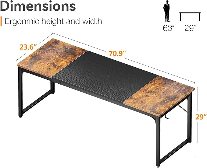 Coleshome 71 Inch Computer Desk, Modern Simple Style Desk - Image 3