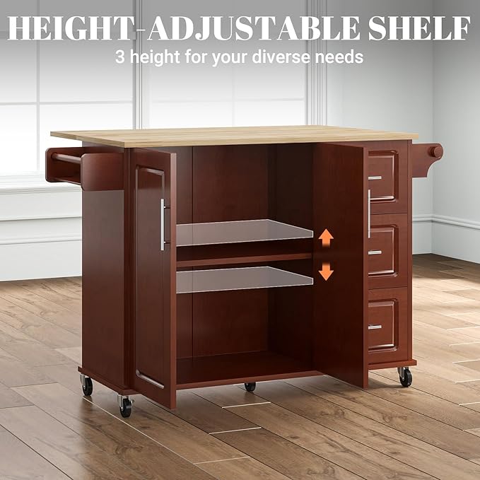 Rovibek 53" Kitchen Island on Wheels - Image 6