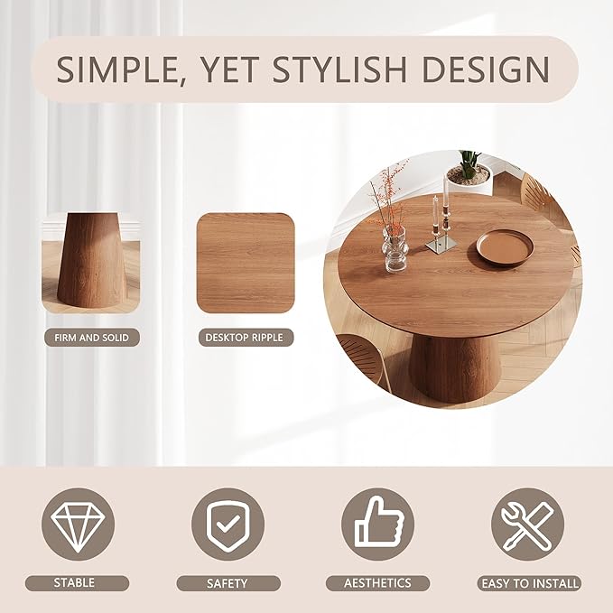Round Dining Table for 4, Circle Dining Tables for Kitchen Living Room - Image 5
