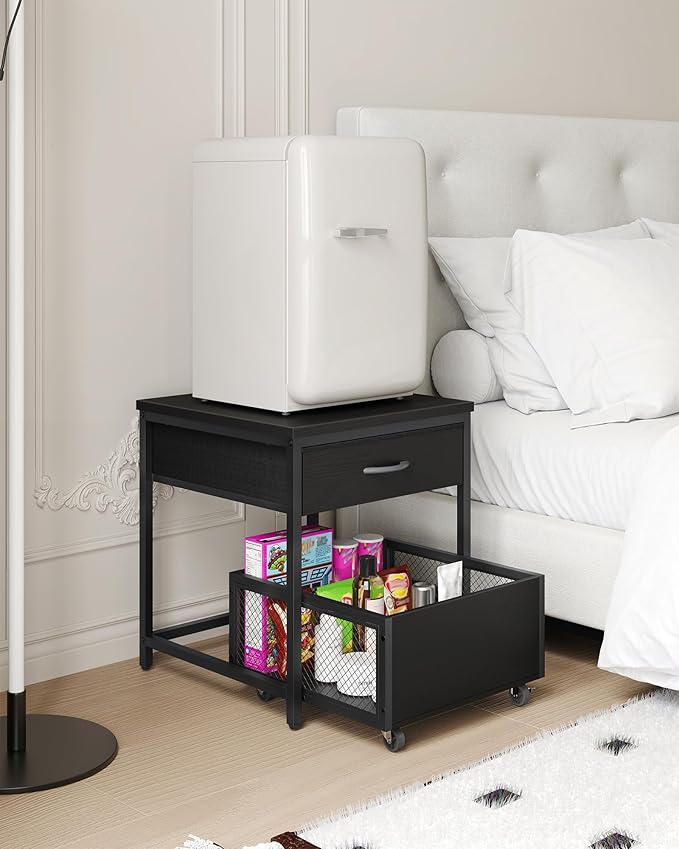 End Table, 19.7 Inch Square Side Table, Mini Fridge Stand - Image 8