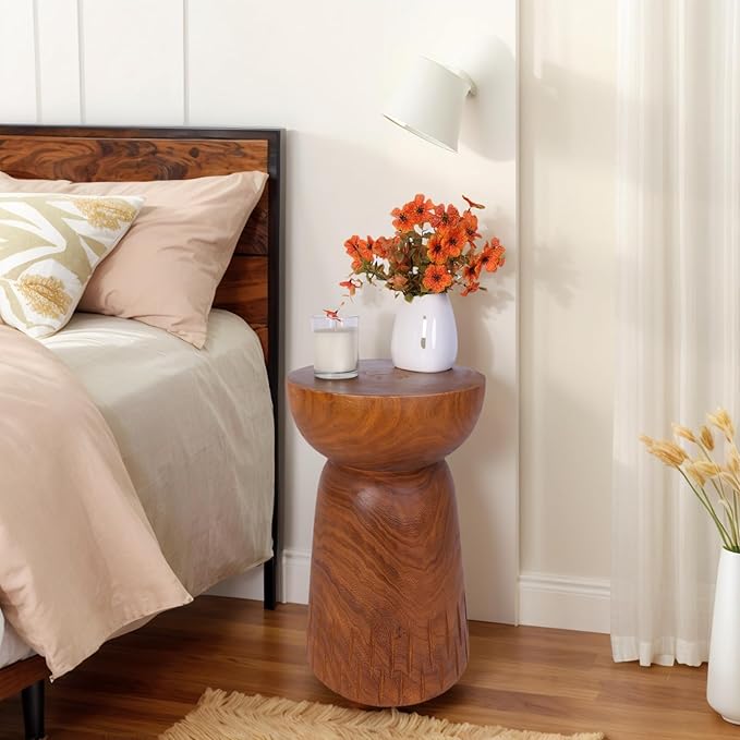 Athaliah 19.25”H Wood Side Table – Natural Wooden End Table, Round Wood Accent - Image 7