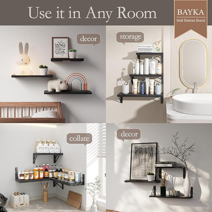 BAYKA Wall Shelves for Bedroom Decor, Floating Shelves for Wall Storage - Image 3