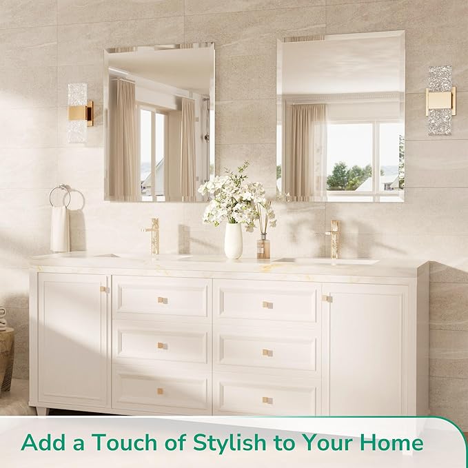 TokeShimi 36x36 Beveled Mirror Frameless Tempered, Rectangle Bathroom Mirror - Image 8