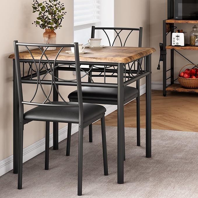 CABIHOME Dining Table Set for 2, 3 Piece Kitchen Table Set by CABIHOME