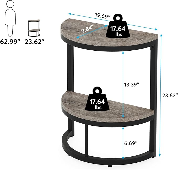 Tribesigns 2-Tier End Table Semi Circle, Small Half Round Side Table - Image 2