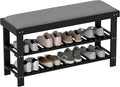 HOMCOM Bamboo Shoe Bench, 3-Tier Entryway Bench by HOMCOM