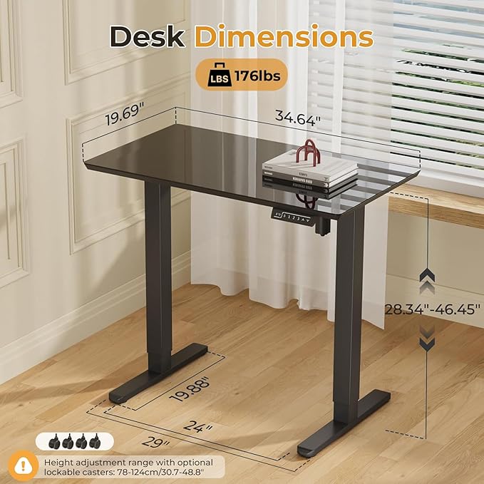 JOY worker Small Glass Standing Desk, Mobile White Sit to Stand Workstation - Image 2