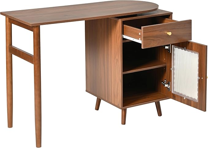 Merax Computer Desk with 90 Degree Rotating Desktop, L Shaped Office Desk with - Image 5