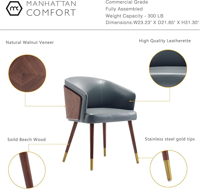 Manhattan Comfort Reeva Modern Dining Chair Upholstered in Tight Fit Leatherette - Image 4