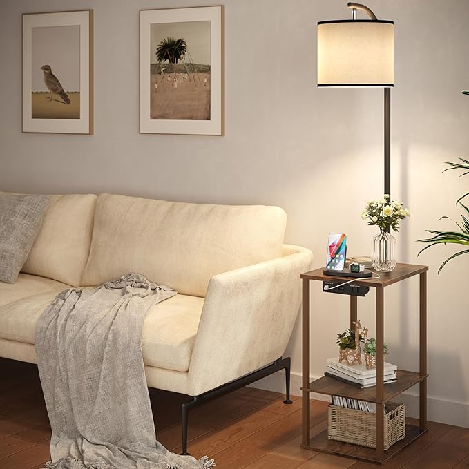 SUNMORY Floor Lamp with Table, End Table - Image 2