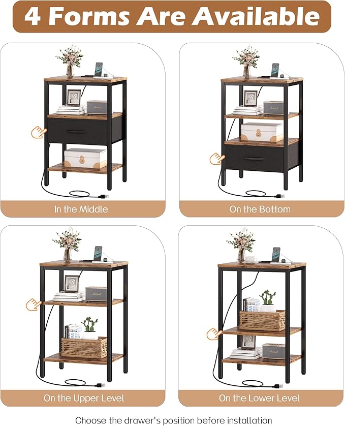 SUPERJARE Nightstand Set of 2, Bed Side Tables - Image 4