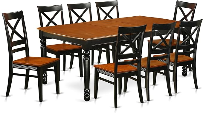 East West Furniture DOQU9-BCH-W 9 Piece Kitchen Table Set Includes a Rectangle by EastWestFurniture