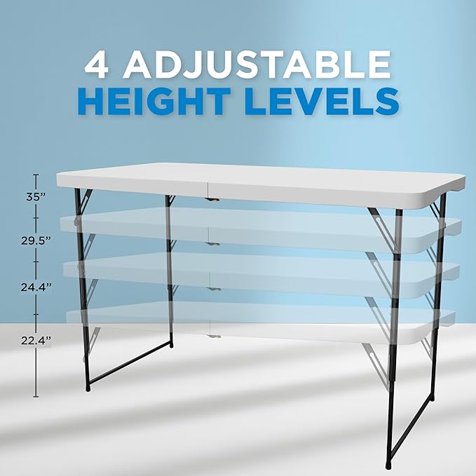 Sorfey Folding Table 4-Foot X 24 inch, Adjustable to 4 Heights - Image 4
