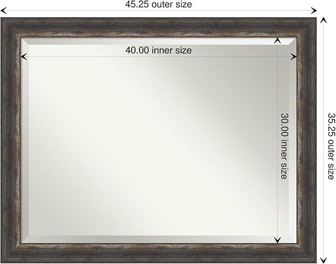 Amanti Art Brown Wall Mirror 35x45 Bark Rustic Char Rectangle Bathroom Mirror - Image 4