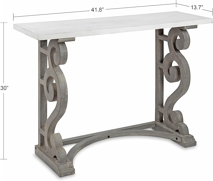 Kate and Laurel Wyldwood Solid Wood Farmhouse Console Table, Distressed White - Image 3