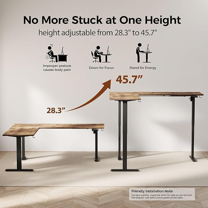 Agilestic 75 Inch L Shaped Standing Desk Adjustable Height, Corner Standing Desk - Image 5