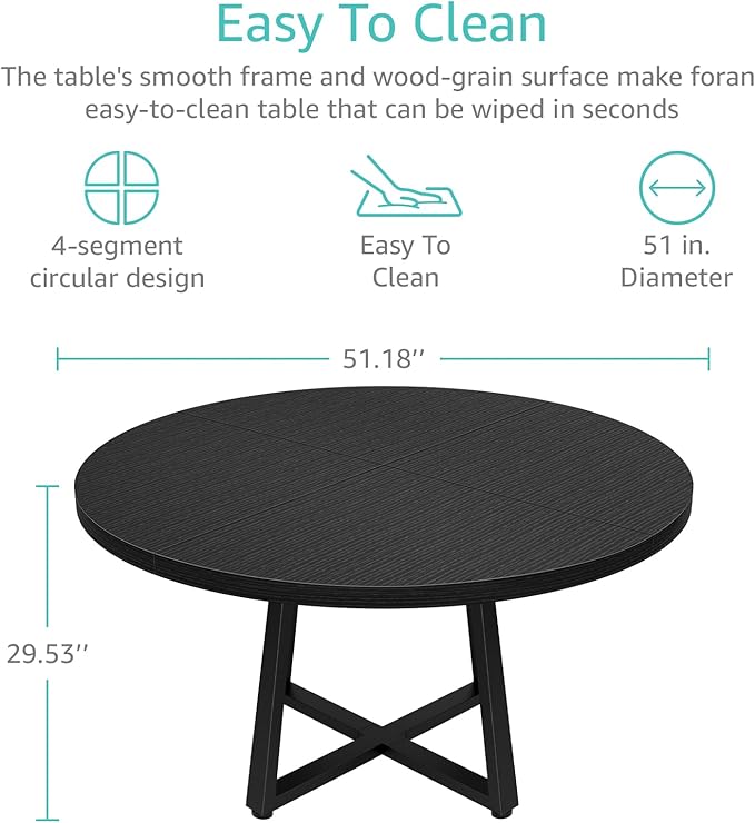 Black Round Dining Table for 6 - Image 2