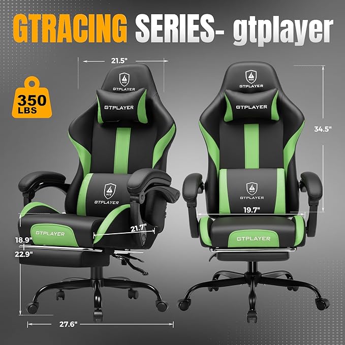 GTRACING Gaming Chair with Foot Rest & Pocket Spring Cushion, Ergonomic High - Image 3