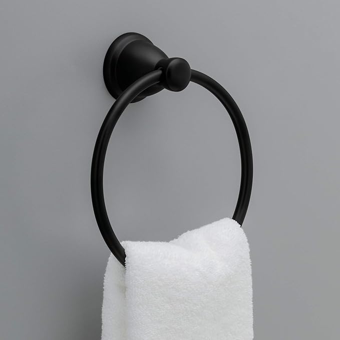 Franklin Brass Kinla 5-Piece Bathroom Set Matte Black 18" and 24" Towel Bar - Image 11