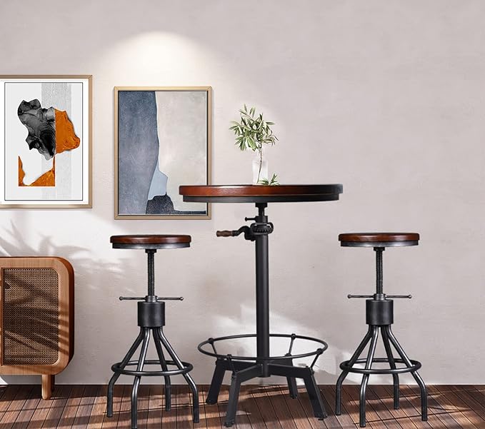 LOKKHAN Industrial Bar Table-33.5-39.4 Inch Tall-Adjustable Bar Height Pub - Image 9