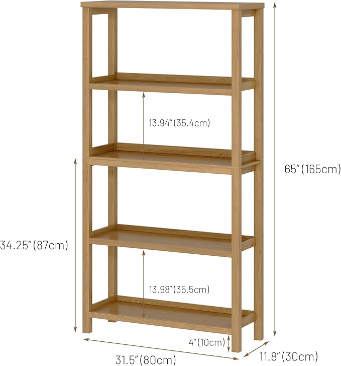 Vlsrka 5 Tier Wooden Bookshelf - Image 2