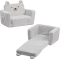 ALIMORDEN Fold Out Toddler Couch, Comfy 2-in-1 Cuddly Sherpa Bear Chair by ALIMORDEN