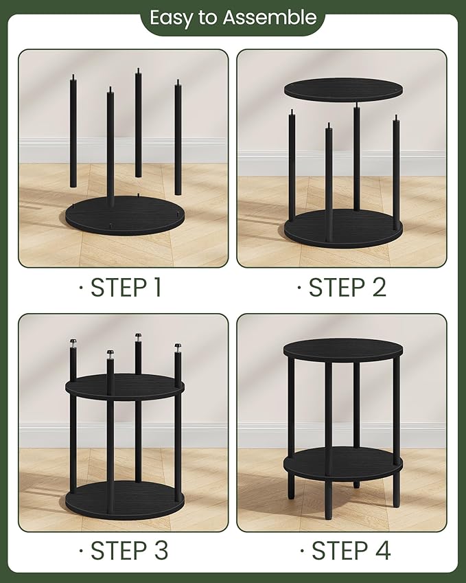 Round Side Table, 2-Tier End Table, Small Side Table - Image 5