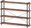 HCHQHS Large Bookshelf, 4-Tier Long Industrial Bookcase, Rustic Brown Book Shelf by HCHQHS