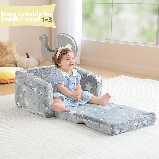 Kids Couch Fold Out, Foldable Toddler Couch - Image 2