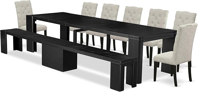 X07EL-B06-35 - 9-piece Dining Room Table Set a Rectangular Kitchen Table - Image 2