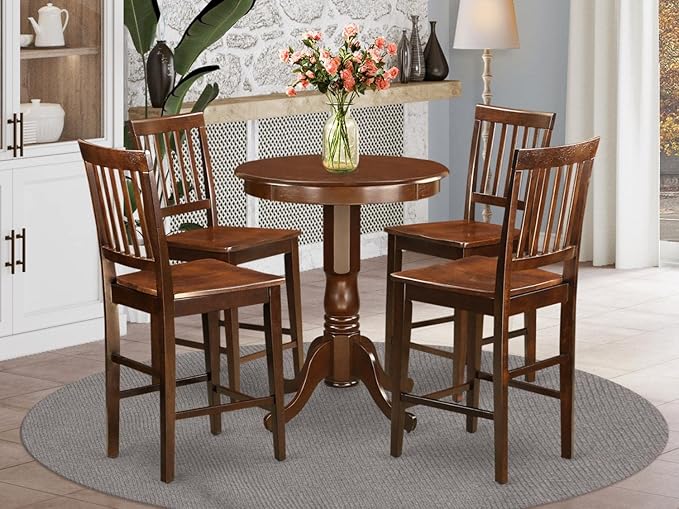 East West Furniture EDVN5-MAH-W 5 Piece Kitchen Counter Height Dining Table Set - Image 7