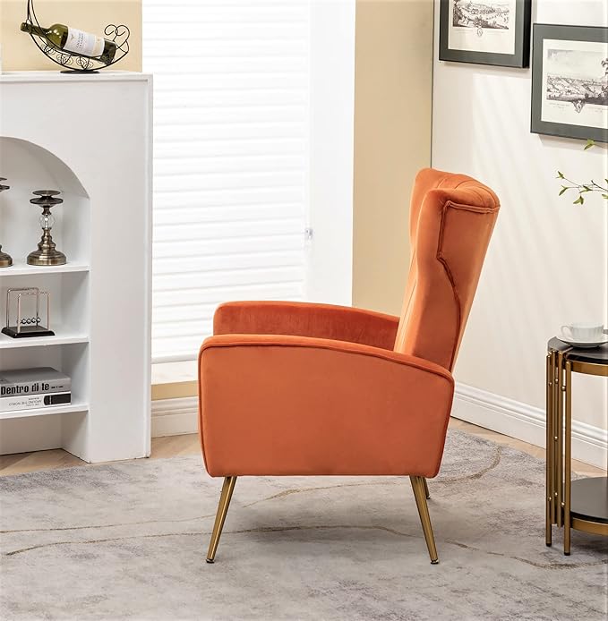Container Furniture Direct Modern Velvet Accent Chair, Channel Tufted Bedroom - Image 4