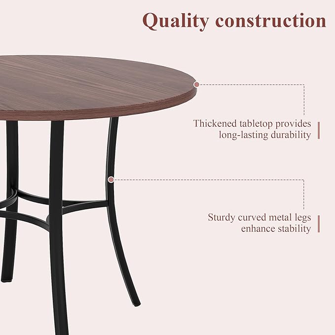VECELO 36" Round Dining Table for 4, Wood Grain Dinette - Image 5