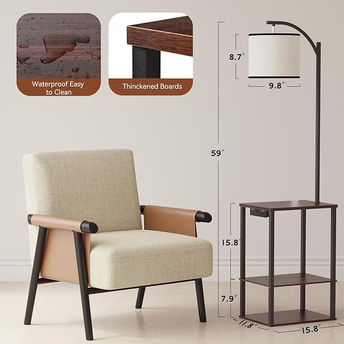 SUNMORY Floor Lamp with Table, End Table - Image 3