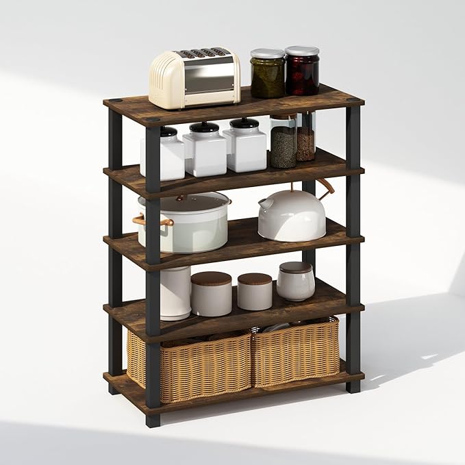 Furinno Turn-S-Tube 3-Tier Multipurpose Stackable Standing Shelves, Amber - Image 5
